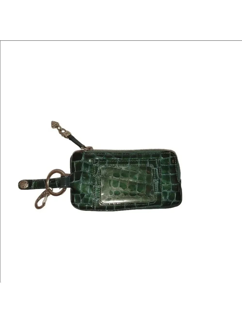 Brighton Green Patent Croc Embossed Keychain Accessories Pouch